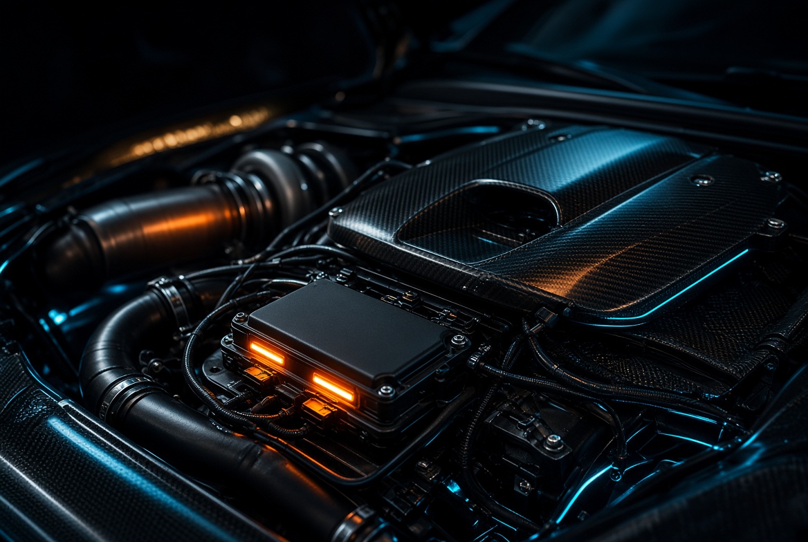 Engine bay prepared for chiptuning files and ECU remap